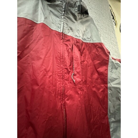 Eddie Bauer Rain Jacket Mens TXL Red Hooded Lined Pockets Full Zip Rain Coat - Picture 8 of 15